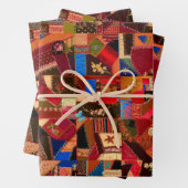 Lebhaftes Vintages Crazy Quilt Geschenkpapier Set (Beispiel)