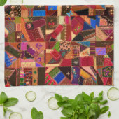 Lebhaftes Vintages Crazy Quilt Geschirrtuch (Gefaltet)