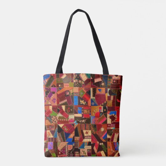 Lebhaftes Vintages Crazy Quilt Tasche (Rückseite)