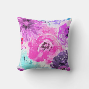 Lebhaftes Violett Fett Florale Blumen Rosa Lila Ch Kissen