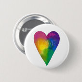 Lebhaftes Wasserfarbenherz "Liebe" Button (Vorne & Hinten)