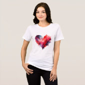Lebhaftes Wasserfarbenherz Tri-Blend Shirt (Vorderseite voll)