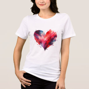 Lebhaftes Wasserfarbenherz Tri-Blend Shirt