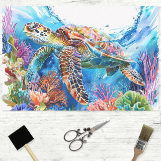 Lebhaftes Wasserfarbenschildkrötendekor Seidenpapier