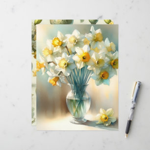Lebhaftes Watercolor Daffodils Scrapbook Paper