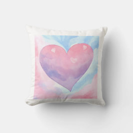 Lebhaftes Watercolor Herzklopfen Kissen