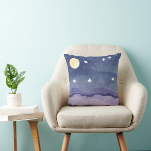 Lebhaftes Watercolor Moon Star Shining Throw Kisse Kissen