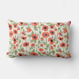 Lebhaftes Watercolor Orange Poppies Blumenmuster Lendenkissen