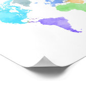 Lebhaftes Watercolor World Map Poster - Rainbow (Ecke)