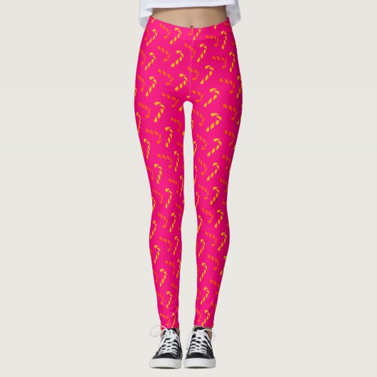 Lebhaftes Weihnachts-Candy-Canes-Muster Leggings (Vorderseite)