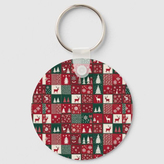 Lebhaftes Weihnachtsmuster Schlüsselanhänger (Vorderseite)