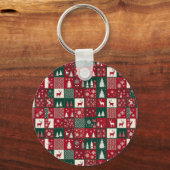 Lebhaftes Weihnachtsmuster Schlüsselanhänger (Rückseite)