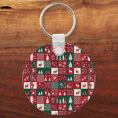 Lebhaftes Weihnachtsmuster Schlüsselanhänger (Vorderseite)