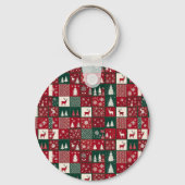 Lebhaftes Weihnachtsmuster Schlüsselanhänger (Rückseite)