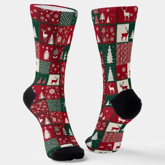 Lebhaftes Weihnachtsmuster Socken (Gewinkelt)