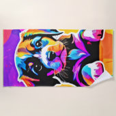 Lebhaftes Welpenwerk Strandtuch (Vorderseite)