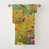 Lebhaftes Wildblume Butterfly Joy Design Badhandtuch Set (Insitu)