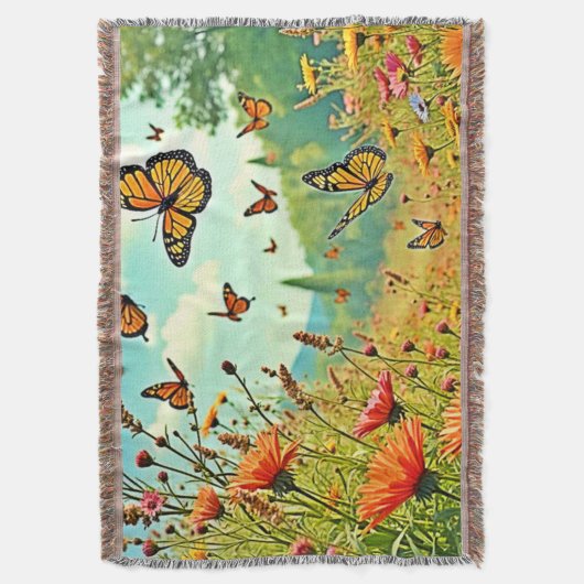 Lebhaftes Wildblume Butterfly Joy Design Decke (Vorderseite Vertikal)