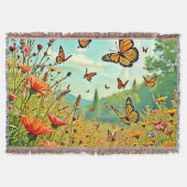 Lebhaftes Wildblume Butterfly Joy Design Decke (Vorderseite)