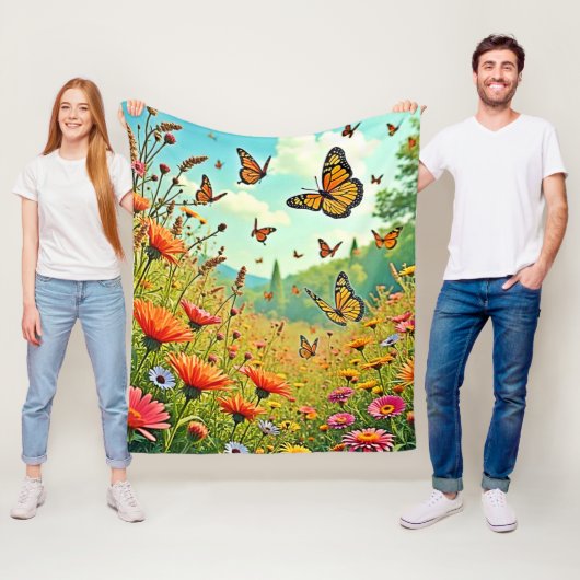 Lebhaftes Wildblume Butterfly Joy Design Fleecedecke (Beispiel)