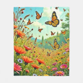 Lebhaftes Wildblume Butterfly Joy Design Fleecedecke (Vorderseite)