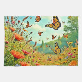 Lebhaftes Wildblume Butterfly Joy Design Geschirrtuch (Horizontal)
