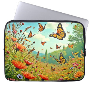 Lebhaftes Wildblume Butterfly Joy Design Laptopschutzhülle
