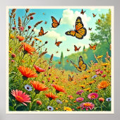 Lebhaftes Wildblume Butterfly Joy Design Poster (Vorne)