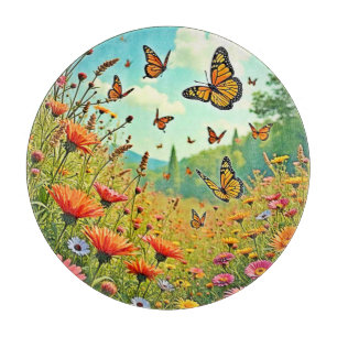 Lebhaftes Wildblume Butterfly Joy Design Schneidebrett