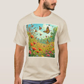 Lebhaftes Wildblume Butterfly Joy Design T-Shirt (Vorderseite)