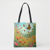 Lebhaftes Wildblume Butterfly Joy Design Tasche (Vorderseite)