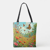 Lebhaftes Wildblume Butterfly Joy Design Tasche (Rückseite)