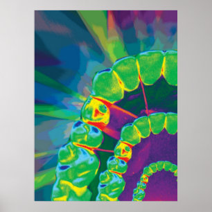 Lebhaftes Zahnmodell für Zahnärzte Poster