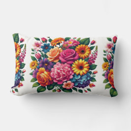 Lebhaftes Zinnias- und Cosmos-Blumendesign Lendenkissen
