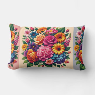 Lebhaftes Zinnias- und Cosmos-Blumendesign Lendenkissen
