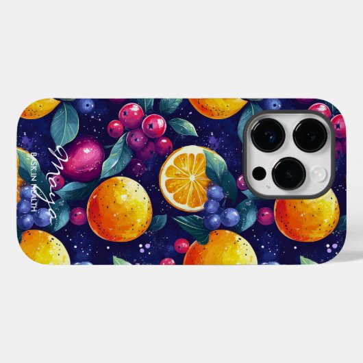 Lebhaftes Zitrusfrüchtedesign und kühne dunkle Frü Case-Mate iPhone Hülle (Rückseite (Horizontal))