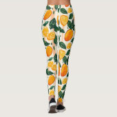 Lebhaftes Zitrusfrüchtemuster mit grünen Blätter Leggings (Rückseite)