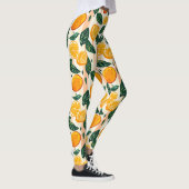 Lebhaftes Zitrusfrüchtemuster mit grünen Blätter Leggings (Rechts)