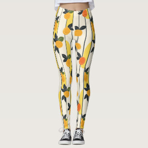 Lebhaftes Zitrusfrüchtemuster mit grünen Blätter ( Leggings