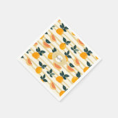 Lebhaftes Zitrusfrüchtemuster mit grünen Blätter ( Serviette (Ecke)