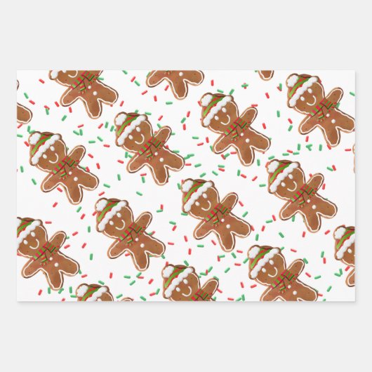 Lebkuchen Bäume Mitten Mann Sprinkles Kinder Geschenkpapier Set (Vorderseite 2)