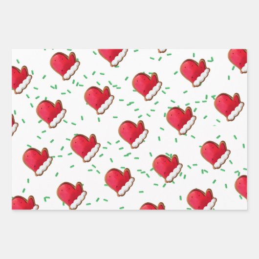 Lebkuchen Bäume Mitten Mann Sprinkles Kinder Geschenkpapier Set (Vorderseite)