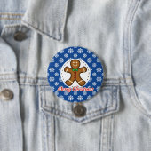 Lebkuchen - Blaues Schneeflockenmuster - Frohe Wei Button (Beispiel)