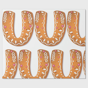 Lebkuchen-Buchstabe U-Monogramm-Feiertags-Keks Geschenkpapier