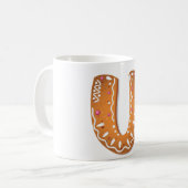 Lebkuchen-Buchstabe U-Monogramm-Feiertagsplätzchen Kaffeetasse (Vorderseite Links)