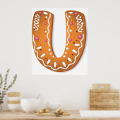 Lebkuchen-Buchstabe U-Monogramm-Feiertagsplätzchen Poster (Küche)
