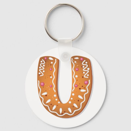 Lebkuchen-Buchstabe U-Monogramm-Feiertagsplätzchen Schlüsselanhänger (Vorderseite)