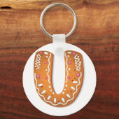 Lebkuchen-Buchstabe U-Monogramm-Feiertagsplätzchen Schlüsselanhänger (Rückseite)