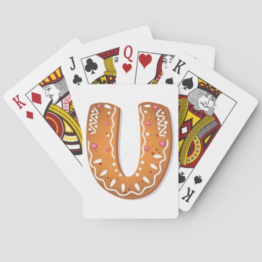 Lebkuchen-Buchstabe U-Monogramm-Feiertagsplätzchen Spielkarten (Rückseite)