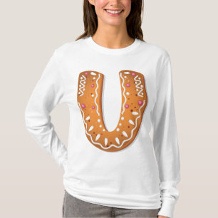 Lebkuchen-Buchstabe U-Monogramm-Feiertagsplätzchen T-Shirt